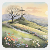 Sticker Carré Easter sunrise art illustration (Devant)