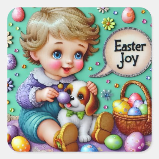 STICKER CARRÉ EASTER ~WOW ! GARY VINTAGE ~ (Devant)