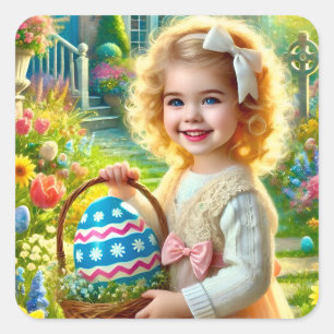 STICKER CARRÉ EASTER ~WOW ! VINTAGE FILLE~