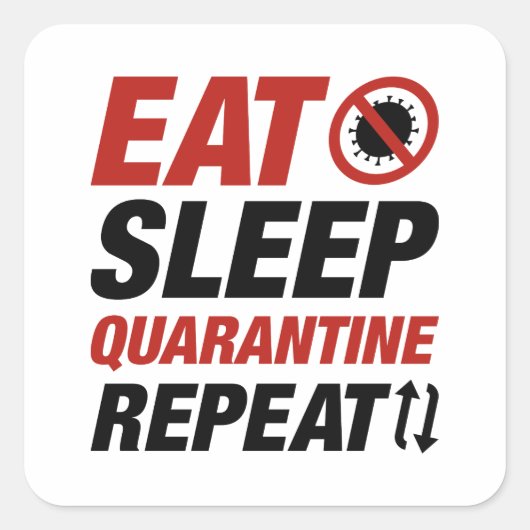 Sticker Carré Eat Sleep Quarantine (Devant)
