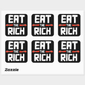 Sticker Carré EAT the RICH (Feuille)