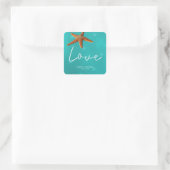 Sticker Carré Eau de plage bleu turquoise amour étoile mariage (Sac)