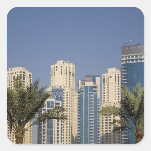 Sticker Carré EAU, Dubaï. Tours de la résidence Jumeirah Beach