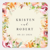Sticker Carré Eau Jardin Mariage Floral (Devant)