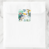 Sticker Carré Eau tropicale estivale Ananas Parrot Oiseau (Sac)