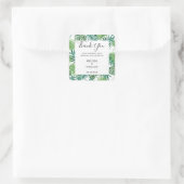 Sticker Carré Eau verte moderne tropicale feuille mariage (Sac)