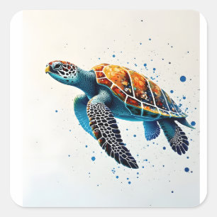 Sticker Carré Eaux calmes : Célébrez les tortues marines avec l'