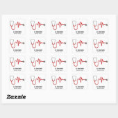 Sticker Carré ECG Wave EKG Stethoscope Heartbeat Line Médicale (Feuille)