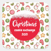 Sticker Carré Échange de cookies de Noël (Devant)