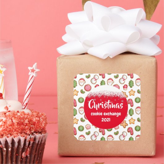 Sticker Carré Échange de cookies de Noël (Fête)