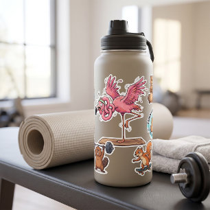 Sticker Carré Échec de la séance de yoga flamant rose drôle
