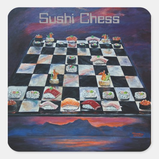Sticker Carré Échecs de sushi (Devant)