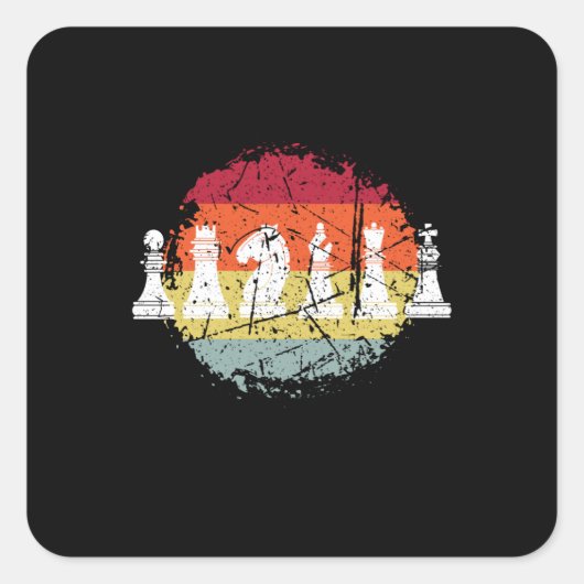 Sticker Carré Échecs Jeu d'échecs Pièces (Devant)