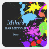 Sticker Carré Éclaboussure de peinture néon colorée (Devant)