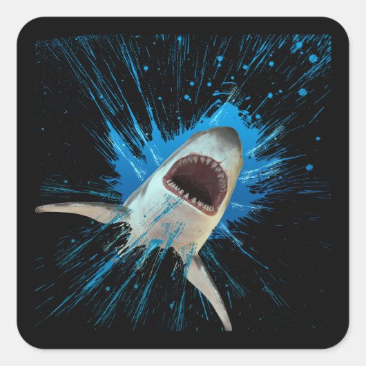 STICKER CARRÉ ÉCLABOUSSURE D'EAU DE REQUIN OCÉAN (Devant)