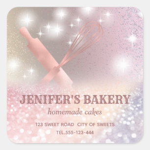 Sticker Carré Éclairage brillant rouleau pin & whisky chef boula