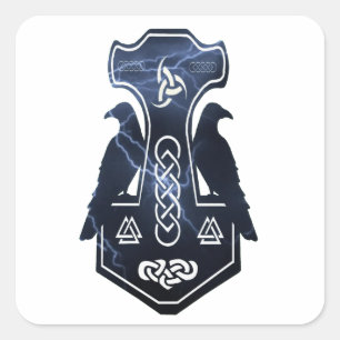Sticker Carré Éclairage du marteau de Thor