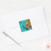 Sticker Carré ÉCLAIRAGE EN BLEU TURQUOISE Enregistrer la date Mo (Enveloppe)