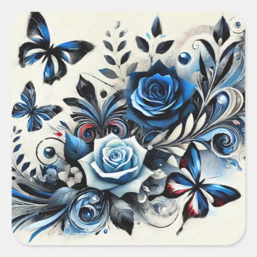 Sticker Carré Éclat Bleu Mystique (Devant)