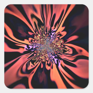 Sticker Carré Éclatement de plasma corallien - Art fractal
