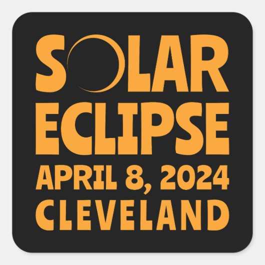 Sticker Carré Éclipse solaire 2024 Cleveland Ohio (Devant)