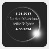 Sticker Carré Éclipse solaire double date 2024 et 2017 (Devant)