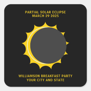 Sticker Carré Éclipse solaire partielle mars 2025 Personnalisée