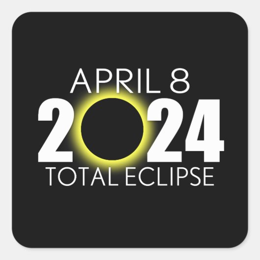 Sticker Carré Éclipse solaire totale - 8 avril 2024 - Design noi (Devant)