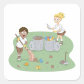 Sticker Carré Eco-Friendly Kids Cleaning Camping Recyclage (Devant)
