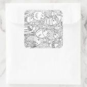 Sticker Carré École De Poisson Inspiré (Sac)