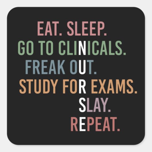 Sticker Carré École de soins infirmiers Futur Infirmière RN Cade (Devant)