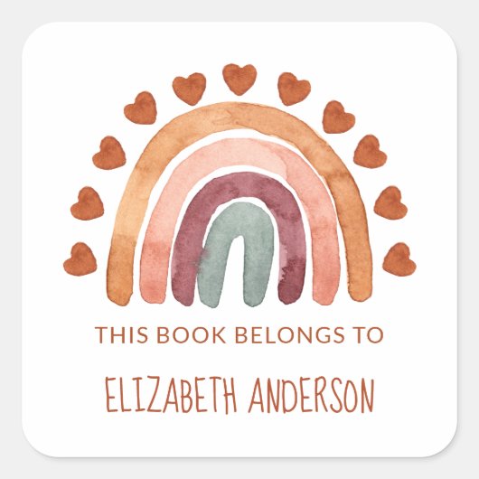 Sticker Carré  École personnalisée Boho Rainbow moderne  (Devant)