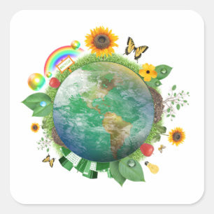 Sticker Carré Écologie : recycler -