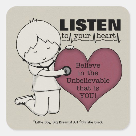 Sticker Carré Écoutez votre coeur (Devant)