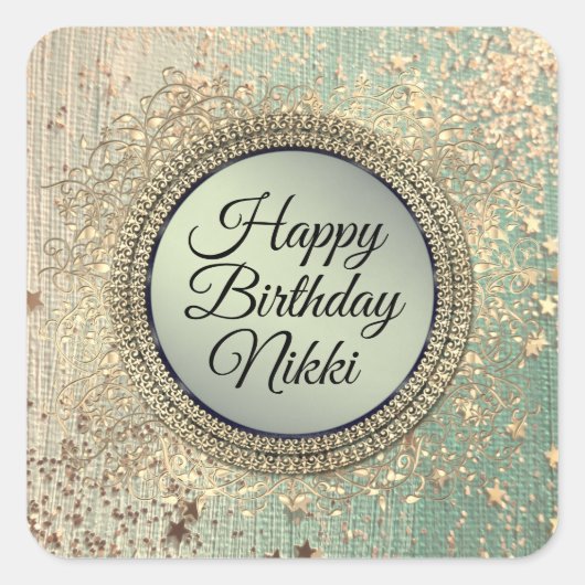 Sticker Carré Écran de poussière d'étoile sur Turquoise vert (Devant)