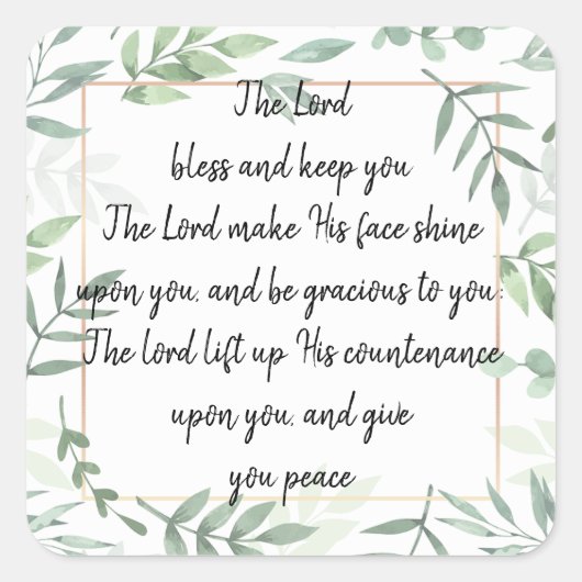 Sticker Carré Écriture biblique Aaron Bénédiction Numb 6:24-26 (Devant)