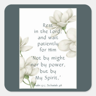 Sticker Carré Écriture biblique Encouragement Citations Fleur bl