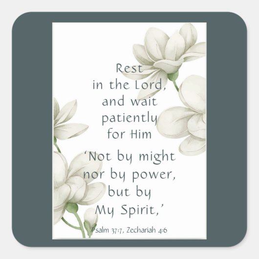 Sticker Carré Écriture biblique Encouragement Citations Fleur bl (Devant)