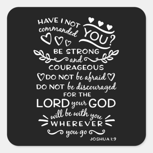 Sticker Carré Écriture biblique Verse Joshua 1:9 (Devant)