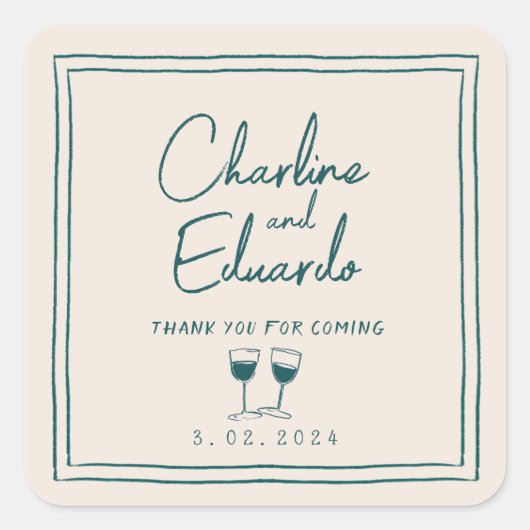 Sticker Carré Écriture contemporaine moderne Mariage rétro (Devant)