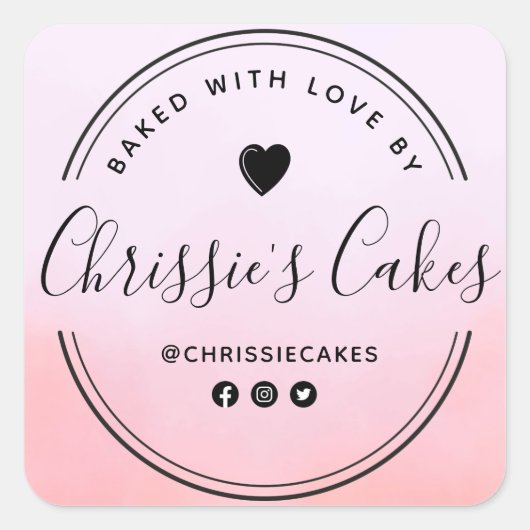 Sticker Carré Écriture de l'aquarelle fait maison (Devant)