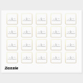 Sticker Carré Ecriture élégante or avec monogramme (Feuille)