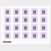 Sticker Carré écriture élégante rsvp qr code mariage violet (Feuille)