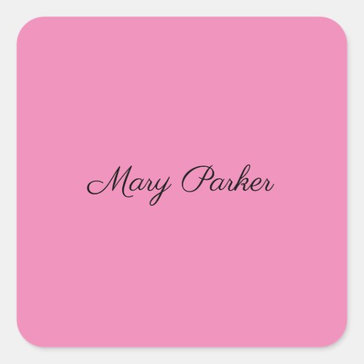 Sticker Carré Écriture manuscrite Nom professionnel simple rose (Devant)