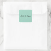 Sticker Carré Écriture manuscrite Turquoise légère Nom créatif t (Sac)