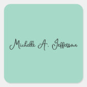 Sticker Carré Écriture manuscrite Turquoise légère Nom créatif t (Devant)