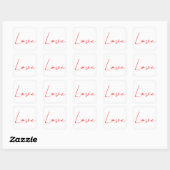 Sticker Carré Écriture Mariage tendance White Red Love Nom (Feuille)
