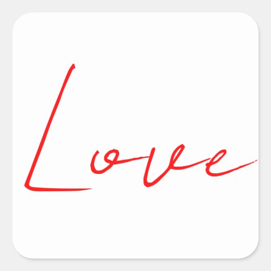 Sticker Carré Écriture Mariage tendance White Red Love Nom (Devant)