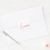 Sticker Carré Écriture Mariage tendance White Red Love Nom (Enveloppe)