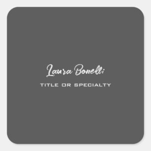 Sticker Carré Écriture minimaliste Professionnelle Moderne Gris 